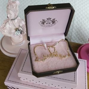 JUICY COUTURE GOLD TONE HEART HOOPS!